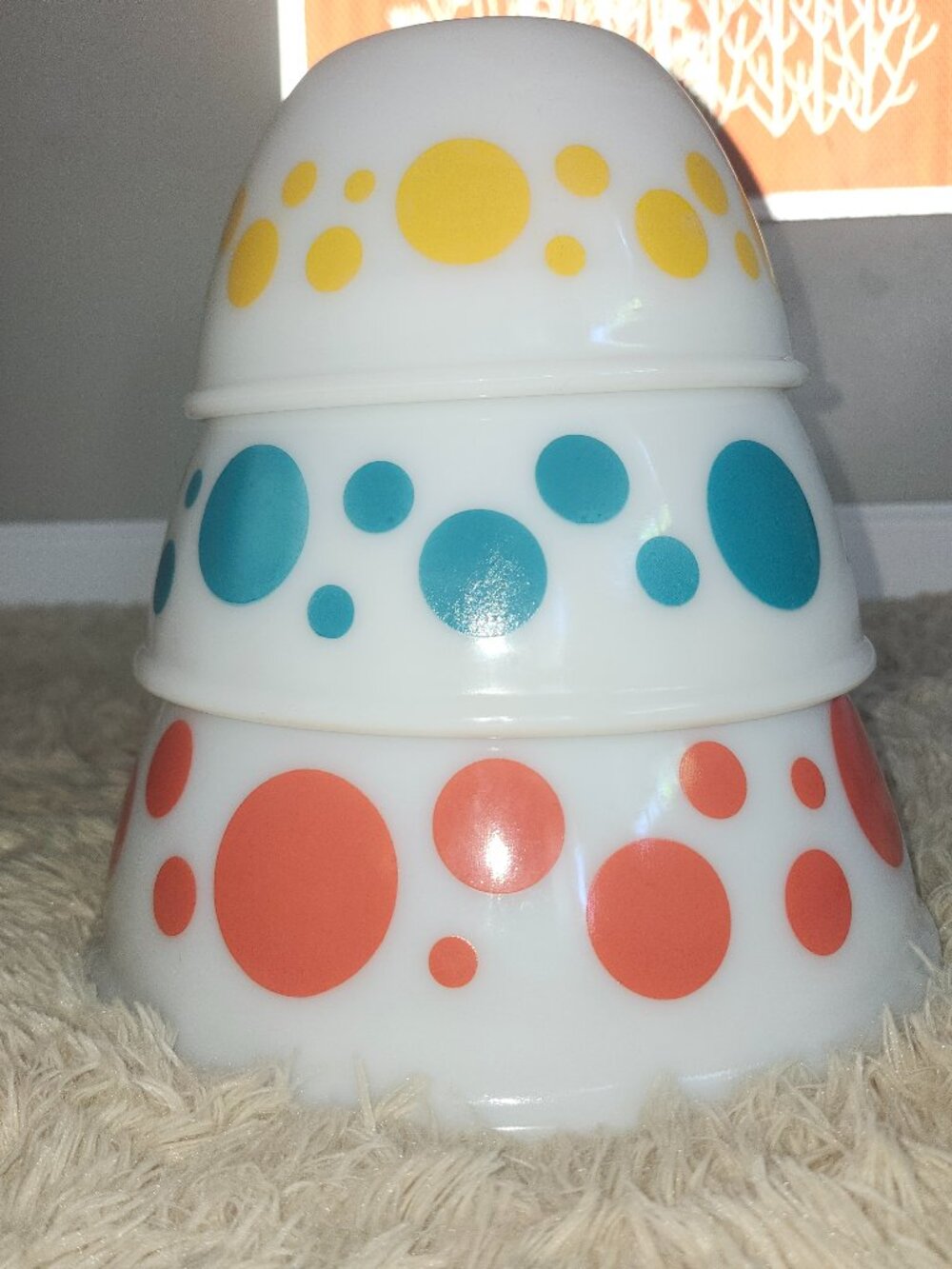 Hazel Atlas polka dot mixing bowls